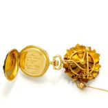reloj de bolsillo dama oro 18K diamantes perlas flor esmaltada Suiza 1890 foto 3