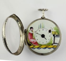 Reloj de bolsillo para dama, elaborado en plata 925, fabricado por Spindeluhr Verge Fusee. Francia 1800.